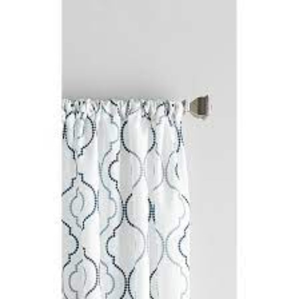 WINSTON PORTER Blue Ahrendt Geometric Rod Pocket Single Curtain Panel 50 x 95